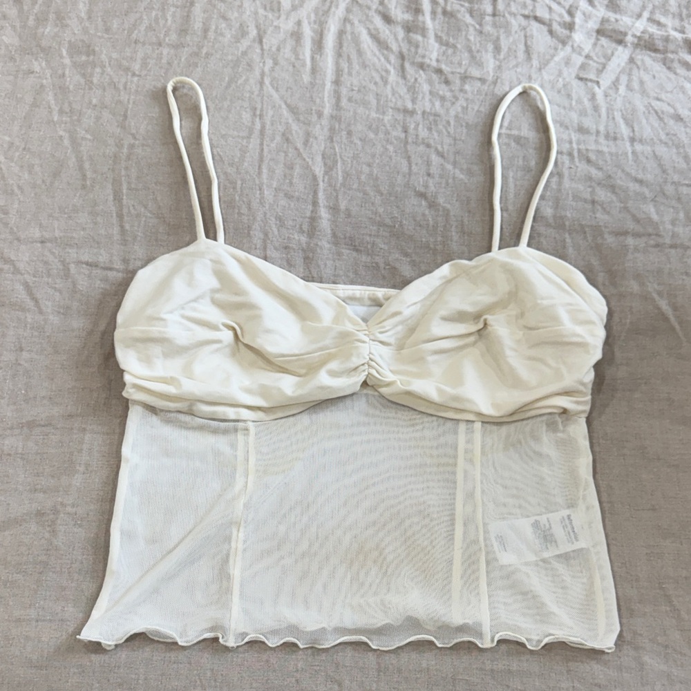 Reformation Cream V-Neck Blouse